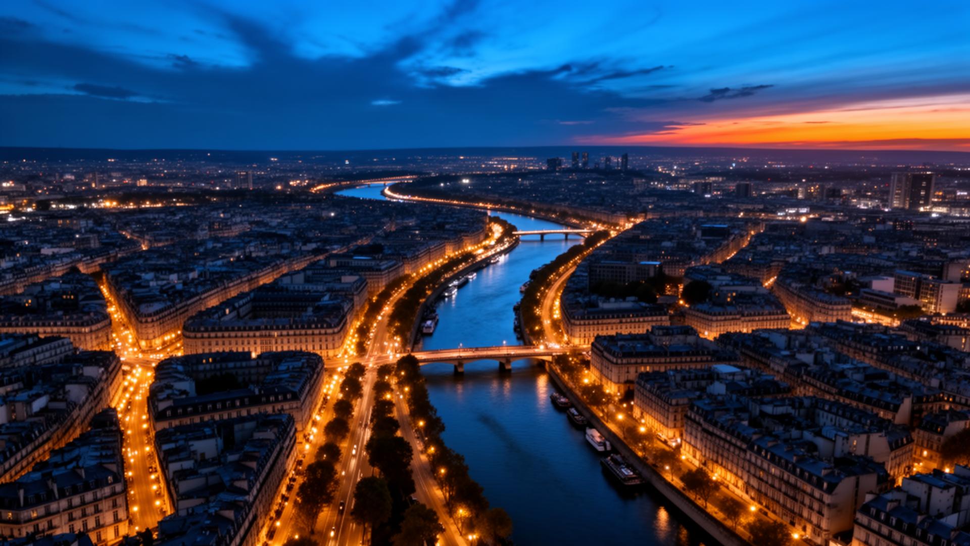 Paris la nuit, la Seine et ses lumières